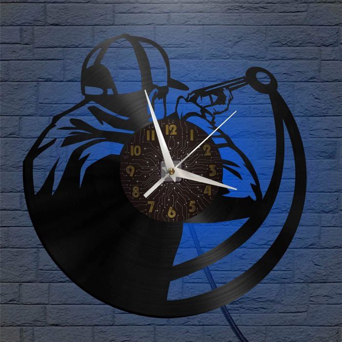 Thème Du Sport De Tir Horloge Murale Avec Disque Vinyle De 12 Pouces, Horloge Murale Silencieuse