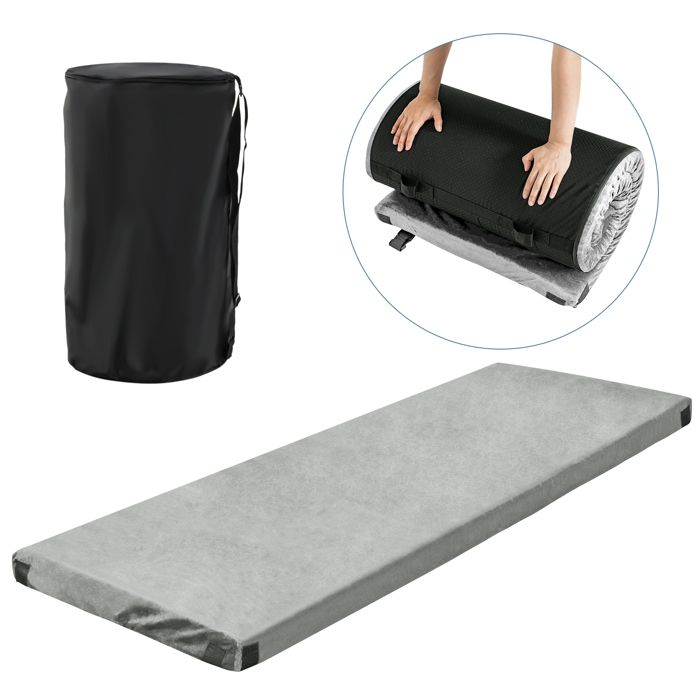 GOPLUS Matelas de Camping Portable en Mousse à Mémoire de Forme avec Sac de Transport Housse Imperméable 183X62 5X6 5 CM Gris
