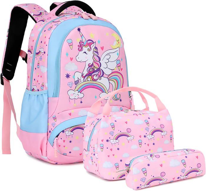 Sac à Dos EVEOUT Pour Fille - Nylon, Multi-poches + Épingles Déco