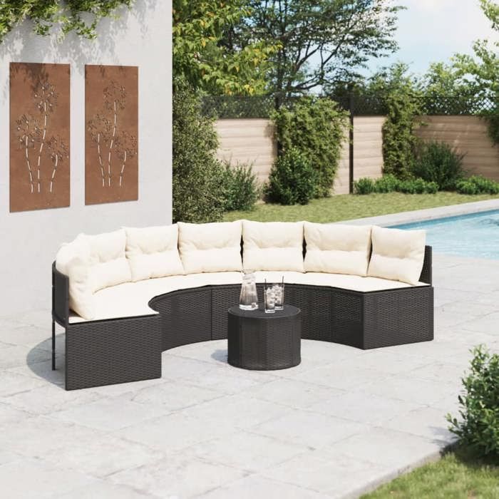 VidaXL Salon de jardin demi rond 2 pièces résine tressée - vue 4