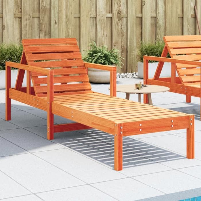 VidaXL Chaise longue Bois de pin - vue 5