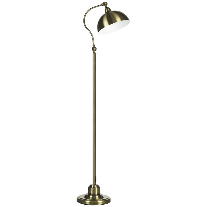 Lampadaire sur pied salon - HOMCOM - rétro - abat-jour réglable - interrupteur à pied - 42 x 255 x 152 cm - ton laiton