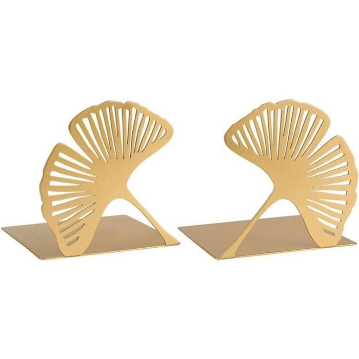 Serre-Livres - Décoratif - Métal doré - Design découpé - Lot de 2 - Idéal pour bibliothèque