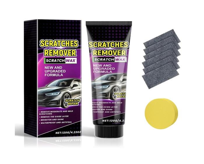 Efface-Rayures Voiture 120g 2025 – Kit Nano Réparation Rayures Profondes, Chiffons + Éponge, Restaure Éclat