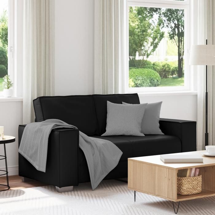 Canapé Loveseat Noir 120 cm en simili cuir