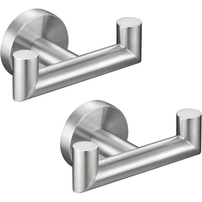 2 Pièces Double Crochet Mural de Salle de Bains Acier Inox SUS 304 pour Peignoir Porte Serviette Accroche Torchon Cuisine Pat