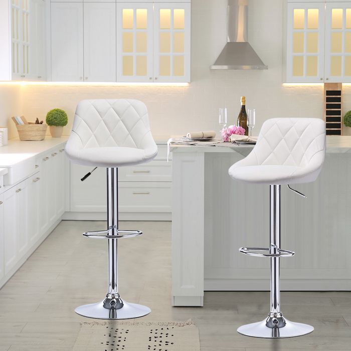 Tabouret de Bar avec Repose-Pieds - Lot de 2 Chaise de Bar avec  Coussin Épais - Rotatif sur 360° - Chaises Réglable en Hauteur