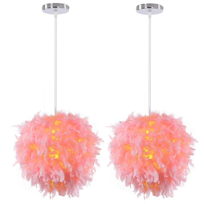 Plafonnier - Modernde Plumes - Rose - Ø30 cm - Lot de 2
