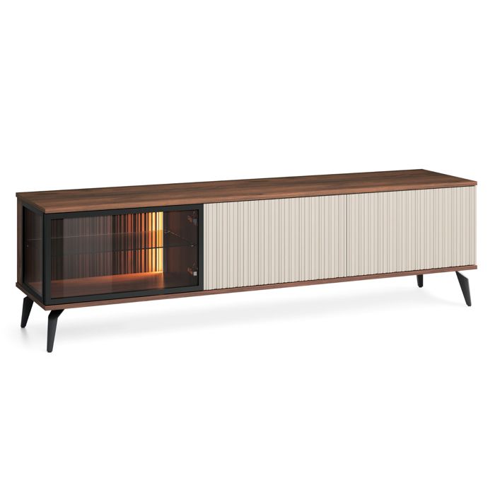 Meuble TV Komodee DAWSON RTV1 Frontal en relief Chêne Noisette Cachemire 39 x 180 x 50 cm Meuble TV Komodee DAWSON RTV1 Frontal en relief Chêne Noisette Cachemire 39 x 180 x 50 cm