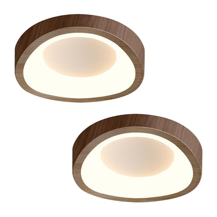 WOTTES Plafonnier LED Style Moderne - 10W Blanc chaude IP54 Imperméable Lampe de Plafond Pour Séjour Couloir - 2pcs Noyer Ø20CM