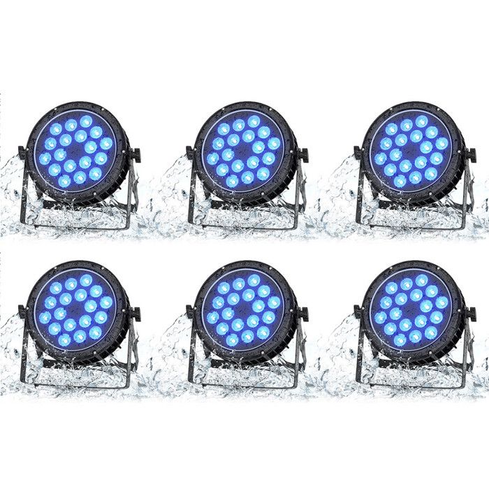 UKING -100 W Projecteur LED 18 LED étanche IP65 - 4 en 1 Lampe de Scène RGB 36 -DMX512 pour extérieur scène de concert-6 PCS