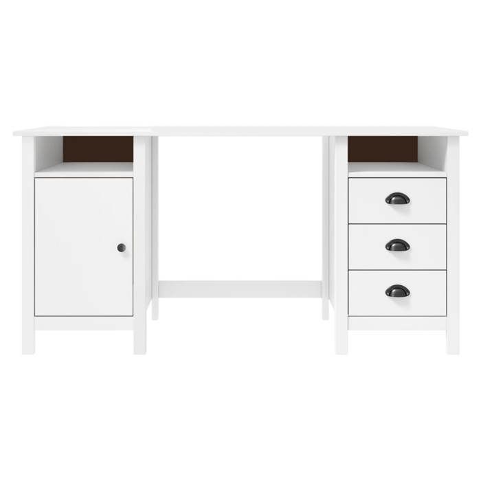 “Winter SaleTOP Bureau moderne compact Blanc - Bureau Hill Blanc 150x50x74cm - bois de pin solide PRO85652