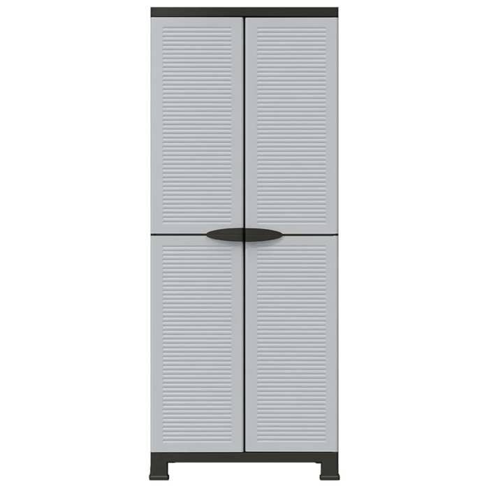 Armoire en plastique - vidaXL - 68x39x1715 cm - Gris - 2 portes - 4 étagères réglables - Charge 20 kg par étagère
