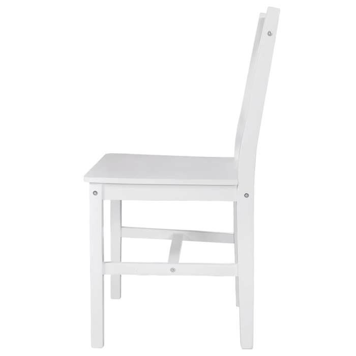 Blanc Chaises de cuisine/bar - SOLOMON -[lot de 4] - Pour 4 personnes - blanc bois de pin CCC227