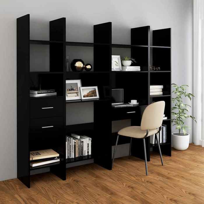 Cabinet de Livre SOLOMOON CHIC Bibliothèque Polyvalente - Pour enfant/adulte - Noir 60x35x180 cm Bois d’ingénierie BB1588