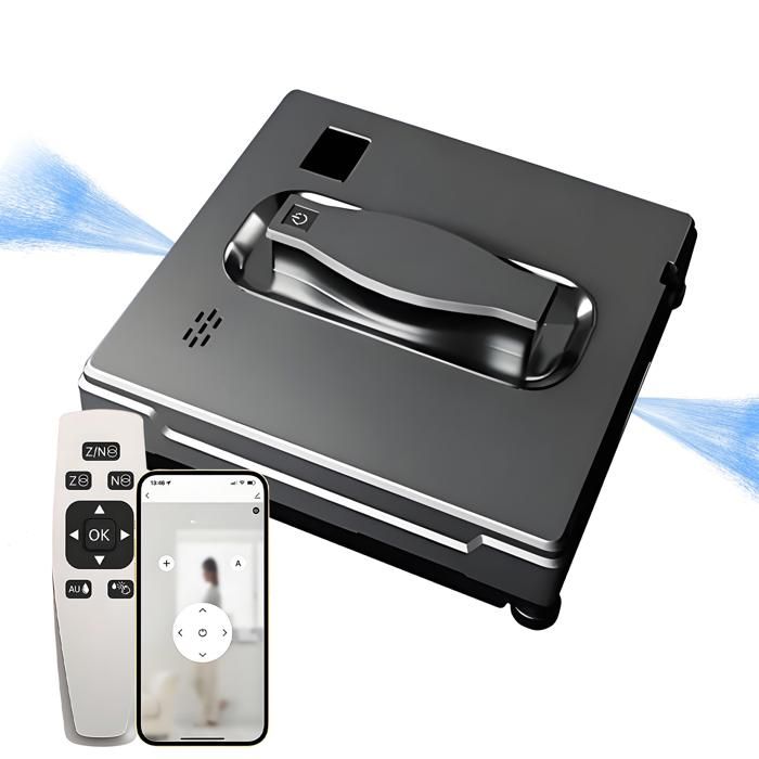 Robot Laveur de Vitre 200PA - Robot de Nettoyage vitres 800W - Double jet deau - 50ml - 2min/spm - télécommande -3 modes nettoyage