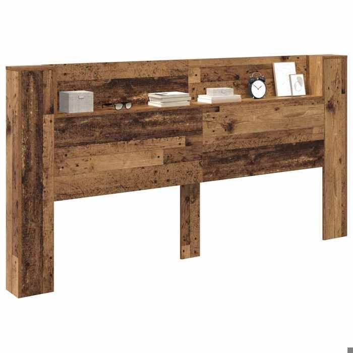 SOLDES DHIVER®Support tête et le dos - Marron Tête de lit - Bois Ancien - 200 x 15 x 1035 cm - bois dingénierie - 64789