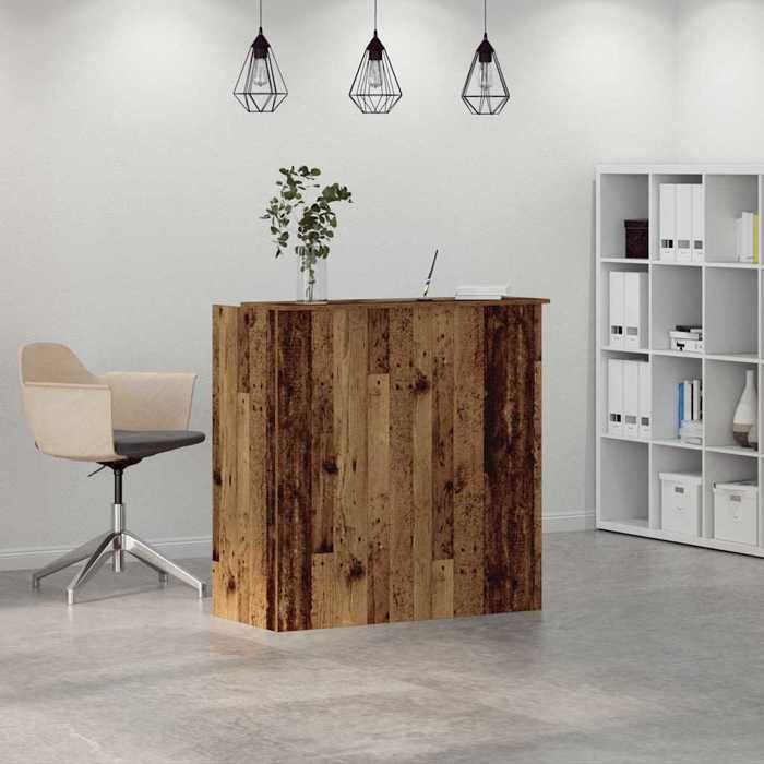 Bureau secrétaire contemporain résistance stabilité （1 pcs） Meuble de Bureau de réception vieux bois 100x50x103 5cm bois dingénier