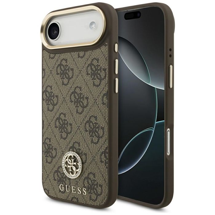 Guess Étui 4G Strass Logo MagSafe pour iPhone Air Marron - vue 4