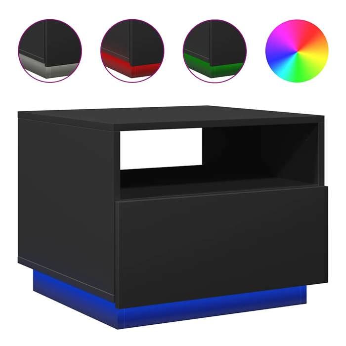 En solde Table à café élégante - UU - Table de Salon - avec lumières LED noir 50x49x40 cm L10378