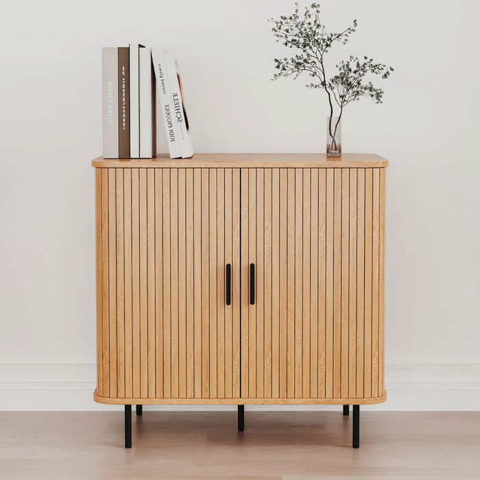 Commode bois à portes scandinave Linje - Bois naturel - Terre de Nuit