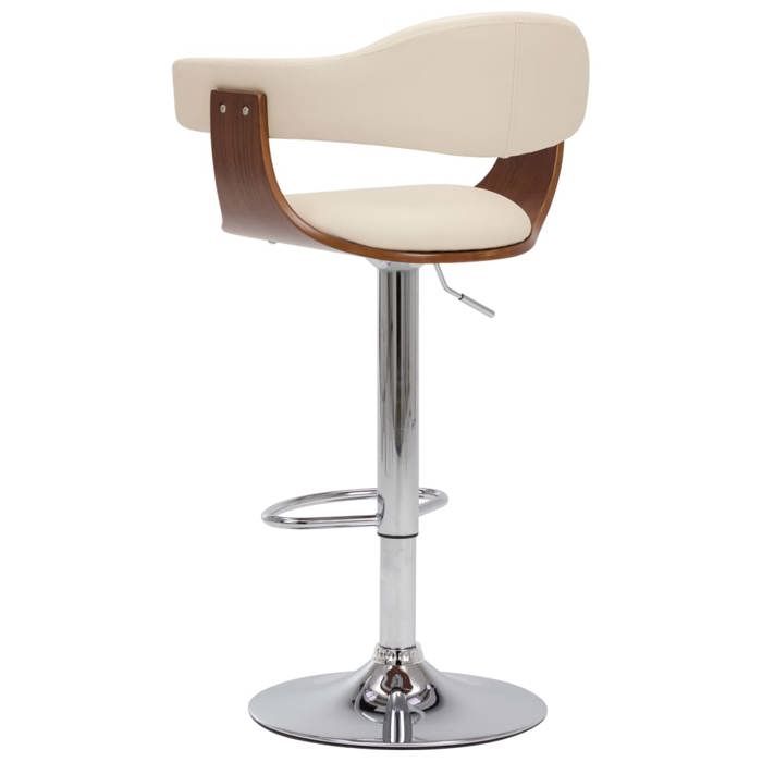 Tabourets Cuisine - Crème - Chaises de bar - (2 pcs) - 2 personnes - crème bois courbé et similicuir 53x48x(88-109) cm F2124