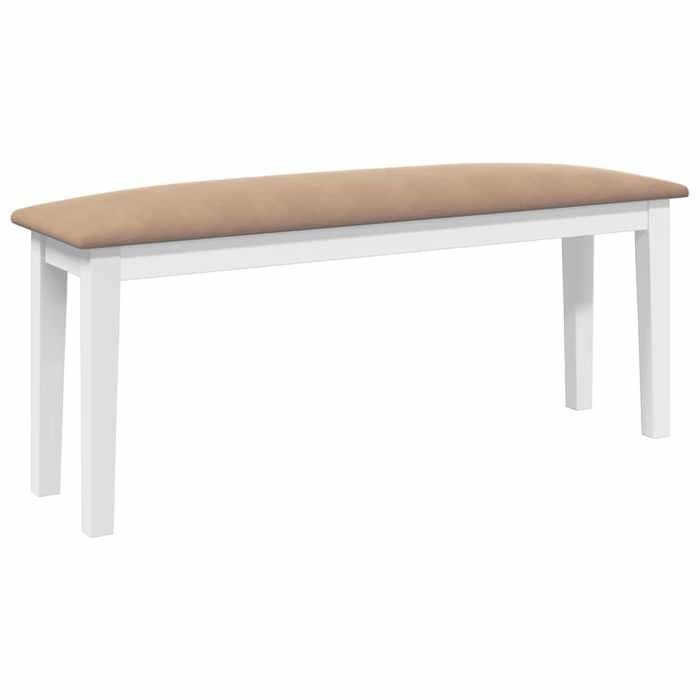 Blanc Banc de cuisine - Banc 110 cm blanc bois massif caoutchouc m6003