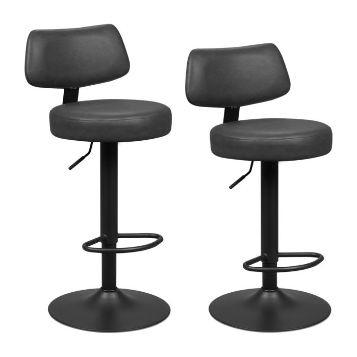 WOLTU Tabouret Bar Lot de 2 Pivotant à 360° et Réglable en Hauteur en PU et Métal Anthracite WOLTU Tabouret Bar Lot de 2 Pivotant à 360° et Réglable en Hauteur en PU et Métal Anthracite