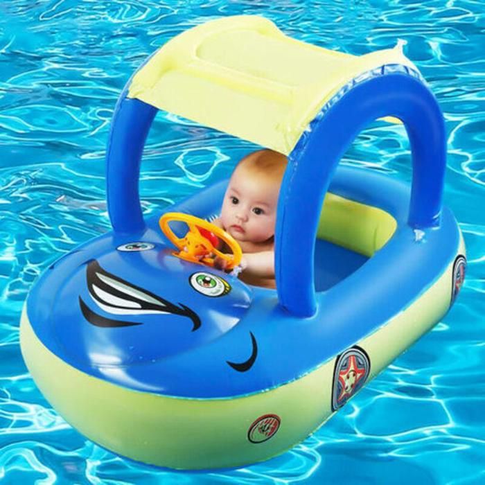 Bouée Bébé Avec Auvent Anti-UV – Flotteur Gonflable Pliable 6-36 Mois, Siège Antidérapant