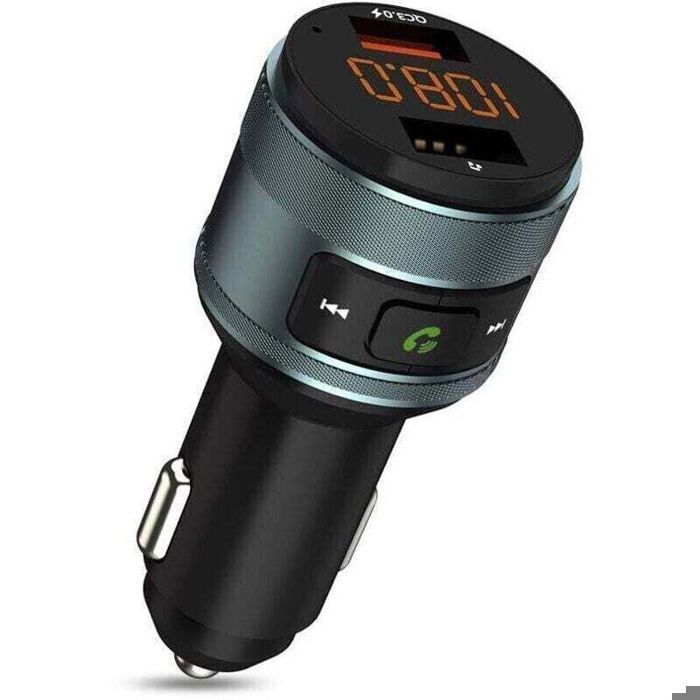 Transmetteur FM Transmetteur dautoradio QC 3.0 Adaptateur de radio FM Bluetooth sans fil pour voiture avec deux chargeurs U Femeo