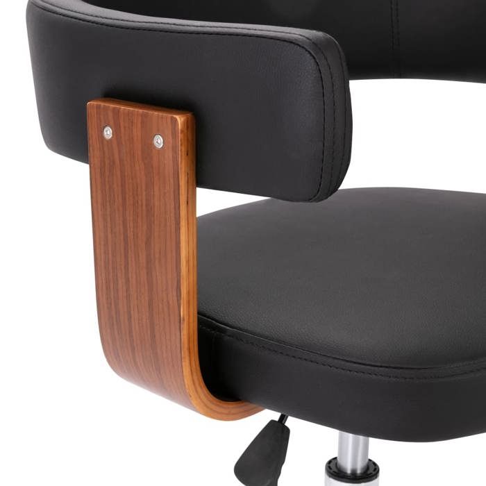 Chaise pivotante de bureau Noir Bois courbé et similicuir_2 ans garantie_57758