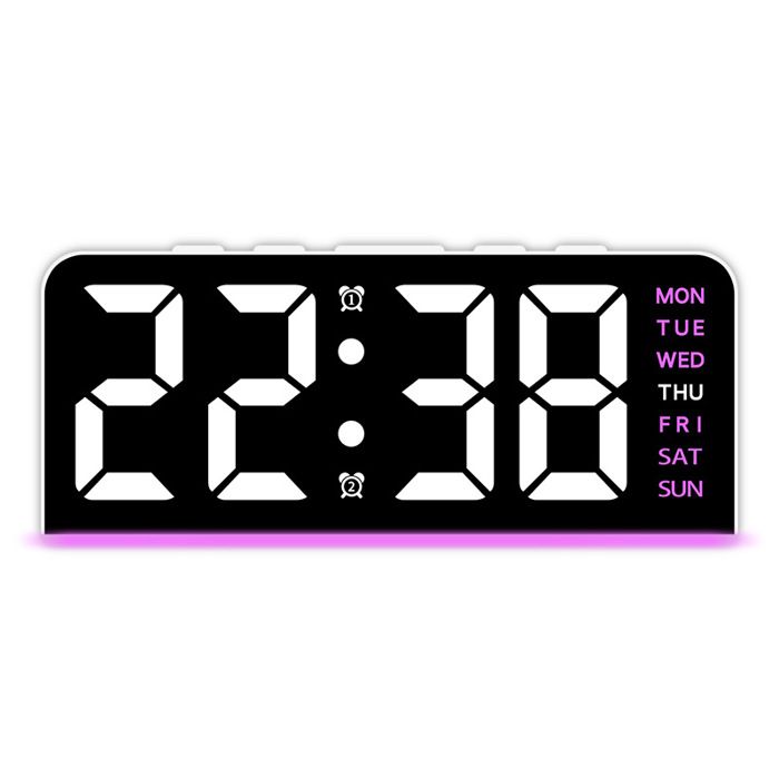 Horloge de bureau lampe dambiance écran numérique LED PVC réveil programmable veilleuse affichage du mois format 24h