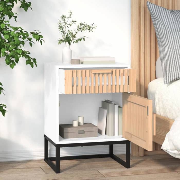 Tables de lit Moderne CHIC 2 pcs Armoires de chevet - Pour chambre - blanc 40x30x55 5cm bois ingénierie et fer CC381 Tables de lit Moderne CHIC 2 pcs Armoires de chevet - Pour chambre - blanc 40x30x55 5cm bois ingénierie et fer CC381