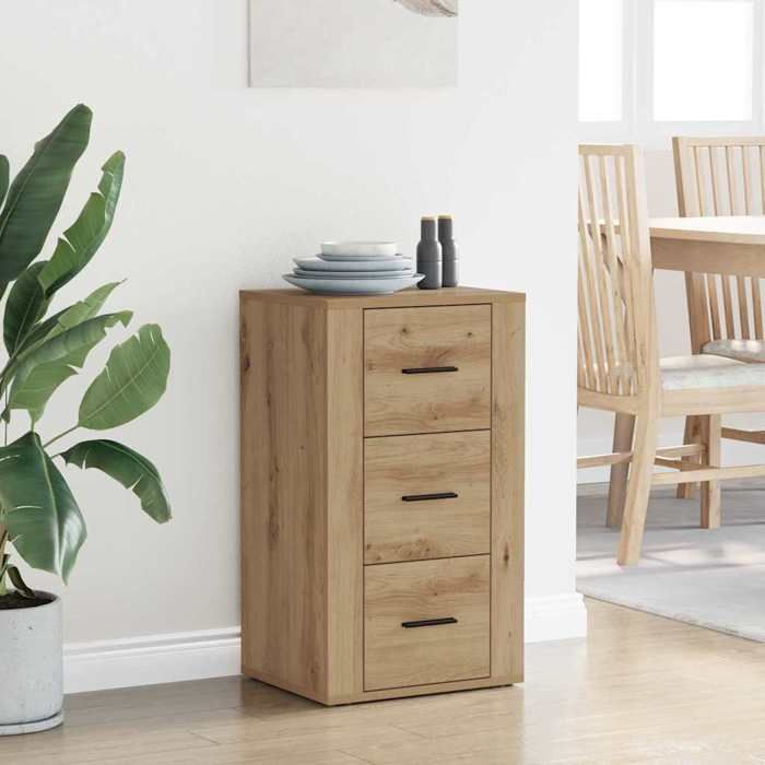 Marron Commode Salon CHIC Buffet bas/Cabinet 1 PC Chêne artisanal 40x33x70 cm Bois dingénierie N15723