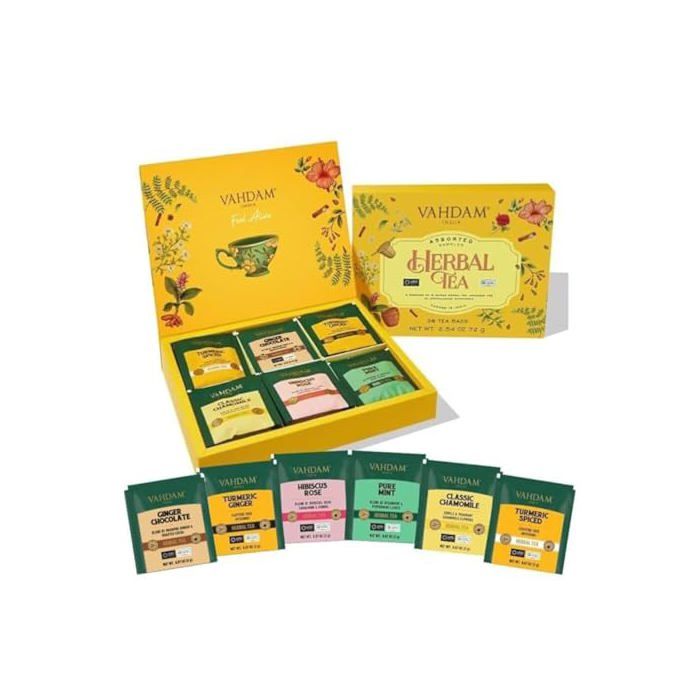 Coffret Cadeau Tisanes (6 Saveurs 36 Sachets) Coffret Cadeau Thés - sans Caféine sans Gluten sans OGM - Coffret Tisanes