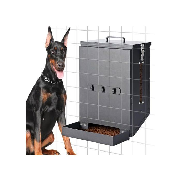 Distributeur Automatique de Nourriture pour Chien en Acier Galvanisé à Suspendre Distributeur de Nourriture pour Animal