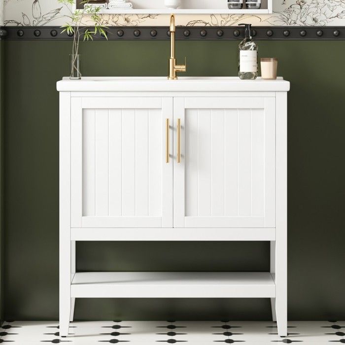 Meuble vasque salle de bain 80x47x89cm vasque céramique blanche meuble sous-vasque simple sans robinetterie Meuble vasque salle de bain 80x47x89cm vasque céramique blanche meuble sous-vasque simple sans robinetterie
