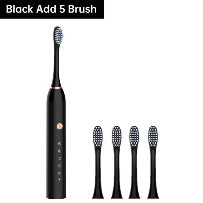 Couleur Noir 5 brosseBrosse à dents Électrique rechargeable, Brosse à bosses Ultrasonique