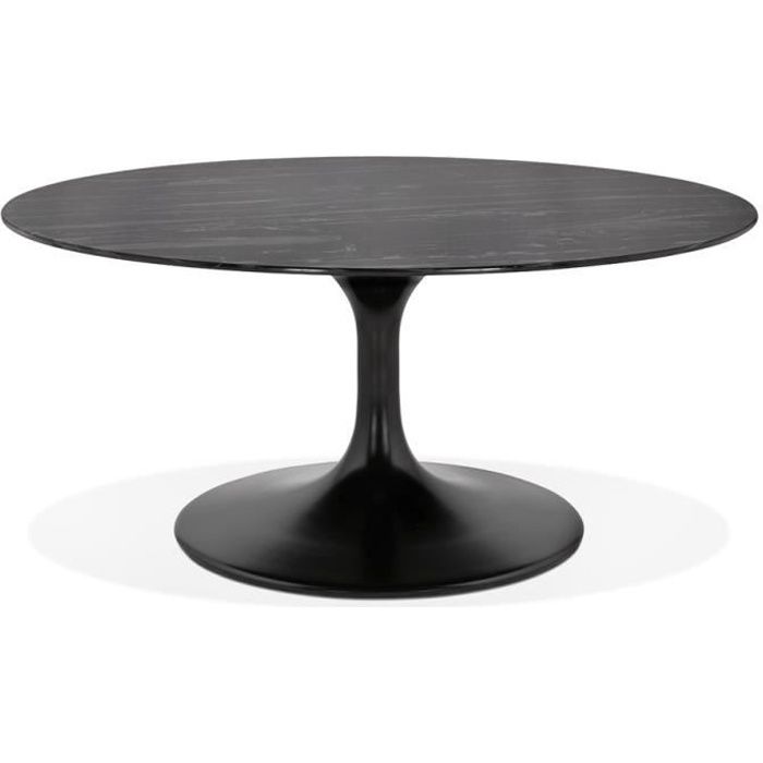table basse de salon 'gost mini' en verre effet marbre noire et ronde