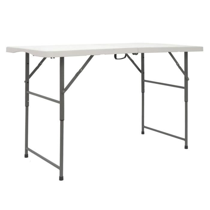 table de jardin pliante 120 x 60 cm - hauteur réglable 110kg imperméable
