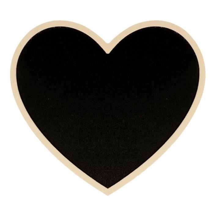 Tableau noir coeur avec bordure bois 15 x 13,5 x 0,5 cm