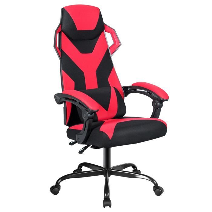 Giantex Chaise De Bureau Gaming Chaise Pivotante Avec Coussin De Massage Fauteuil Inclinable A 90 135 Hauteur Reglable Rouge Achat Vente Chaise De Bureau Cdiscount