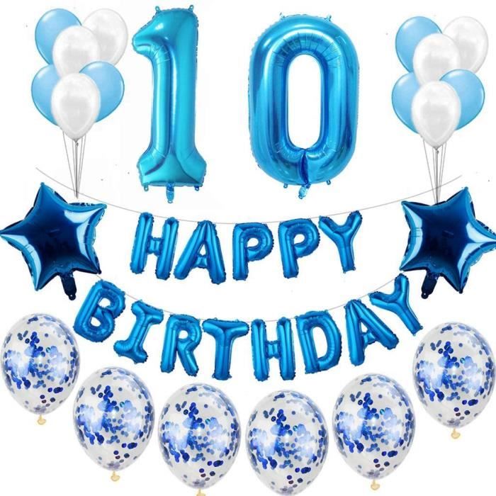 Set De Decoration De 10e Anniversaire Bleu Pour Garcon Bleu 10 Ans Decoration Pour Anniversaire D Enfant Guirlande De Bannier 855 Cdiscount Maison