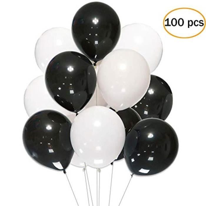 Support A Decorer Ey8rb 12 Pouces Ballons Noirs Blancs 100 Pcs 12 Ballons En Latex Pour La Decoration De Fete Anniversaire Mariage Cdiscount Maison