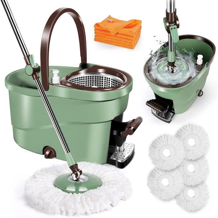 Withosent Serpillère 130cm Avec Seau 2-en-1 : Nettoyage Hyper Pratique Pour Sols Et Fenêtres !