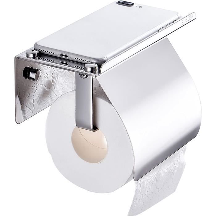 Support Papier Toilette Mural Adhésif - Acier Inox 304 - Sans Percage - XILIMEN