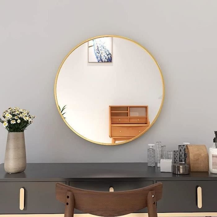 LOAAO Miroirs de salle de bain en bronze pour coiffeuse, 50,8 x 76,2 cm, cadre rectangulaire arrondi en métal bronze brossé, antirouille, verre trempé, à suspendre horizontalement ou verticalement