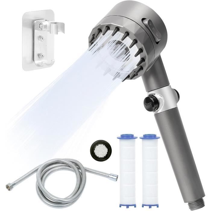 Pommeau De Douche Haute Pression Avec Tuyau 1.5m - 4 Modes De Jets, Filtre Anti-calcaire, Support Inclus - 4