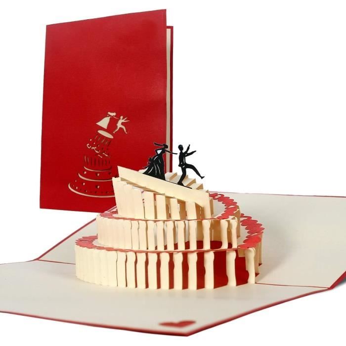 Carte De Mariage Pop-up 3D Avec Couple Sur Moto - Format 14x19 Cm - Papier De Qualité, Découpe Laser - Idée Cadeau Originale Pour Mariage, Fiançailles