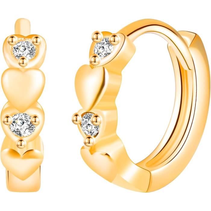 Boucles D'oreilles étoile En Argent 925 - Créoles Zircons - Diamètre 1 Cm - Cadeau Femme/fille - Hypoallergénique